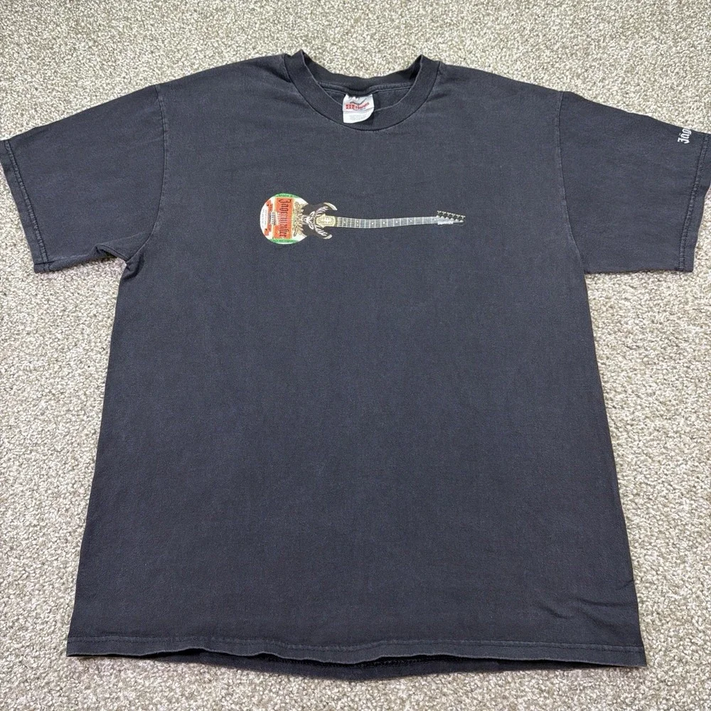 Vintage Jagermeister Tee Guitar Rock Style Promo Shirt Size Large Black USA Made